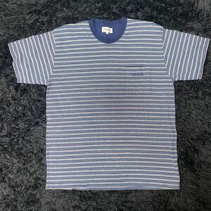 1円 【美品】 GUESS ゲス 半袖 シャツ メンズ ボーダー ブルー 水色 ネイビー tシャツ Lサイズ