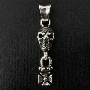 美品 TRAVIS WALKER トラヴィスワーカー PDS082 SKULL AND CROSS CHARM PENDANT シルバー 925 スカル クロス ペンダントトップ ネックレス