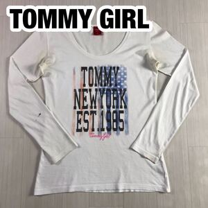 TOMMY GIRL トミーガール 長袖Tシャツ M ホワイト プリントTシャツ ロンT ビッグロゴ