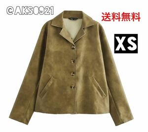 ★送料無料★新品未使用★9月新作★vintage ヴィンテージ レトロ スエード ジャケット アウター レディース XSサイズ