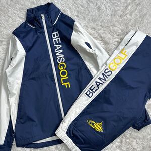 極美品!!! BEAMS GOLF ビームスゴルフ ORANGE LABEL オールコンディション 撥水 セットアップ ブルゾン パンツ メンズ フード収納可