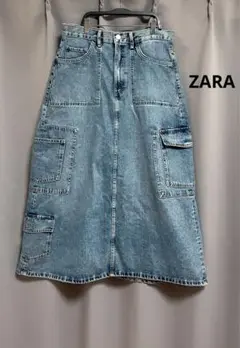 ZARA カーゴフレアロングデニムスカート Y2K フェアリーグランジ