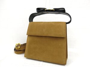 ◆美品◆Salvatore Ferragamo フェラガモ◆ヴァラ◆スエード レザー 本革◆2way ミニ ハンド ショルダー バッグ◆キャメル 黒 G金具◆A8443