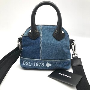 美品 DIESEL ディーゼル デニム 2WAY ミニ ハンド ショルダー バッグ ブルー a1642