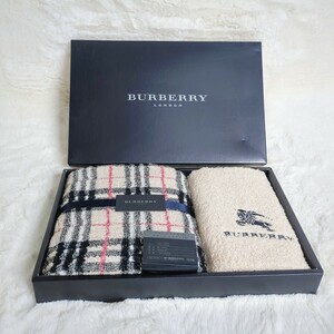 【箱付新品未使用】 ② BURBERRY バーバリー　西川産業　Burberry フェイスタオル ウォッシュタオル タオルセット ノバチェック ベージュ