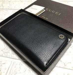 美品／GUCCIインターロッキングラウンドファスナー／シリアル449347