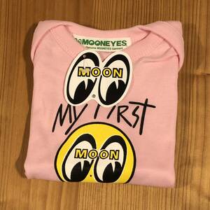 mooneyes 120円発送可 ベビー服 ムーンアイズ My First MOON ベビーT Ｔシャツ 70cm ピンク ピンク色 バイク 車好きのおうちに！