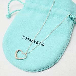 MH2385▽ティファニー Tiffany & Co. オープンハート ペンダント スターリングシルバー STERLING エルサペレッティ ネックレス 巾着付き