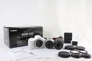 F★【B】Canon EOS R50 ダブルズームキット ミラーレス一眼カメラ レンズ キャノン 元箱付 3031381【送料無料!!】