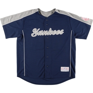 古着 GENUINE MERCHANDISE MLB NEW YORK YANKEES ニューヨークヤンキース ゲームシャツ ベースボールシャツ メンズXL /eaa456324