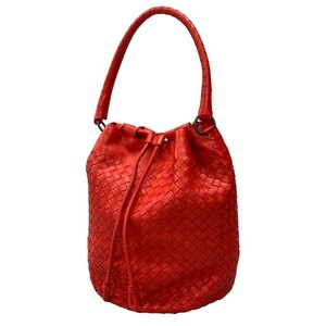 ボッテガヴェネタ ワンショルダーバッグ イントレチャート 巾着 レッド レザー BOTTEGA VENETA【AFE12】