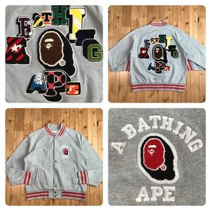 BAPE LOGO スウェット スタジャン Lサイズ a bathing ape sweat varsity jacket エイプ ベイプ アベイシングエイプ vintage NIGO s1075