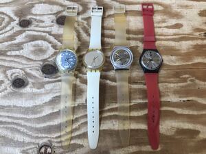 m ネコポスD ジャンク品 スウォッチ 腕時計 4点 セット Swatch Swiss ※内部サビているもの有、変色、キズや汚れなどの難有、現状品