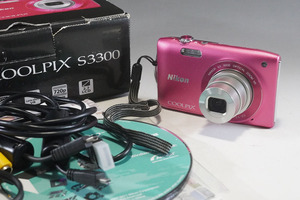 1円~【a96】Nikon／ニコン　COOLPIX　S3300　ピンクカラー　箱付　コンパクトデジタルカメラ