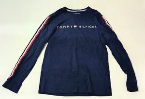 TOMMY HILFIGER トミー ヒルフィガー 長袖シャツ Sサイズ ネイビー シンプルデザイン 綿100% アパレル ファッション HMY