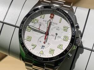 13845☆稼働☆ビクトリノックス Victorinox 241856 クロノグラフ Fieldforce Chrono スイス クォーツ メンズ ホワイトダイヤル ステンレス