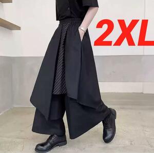 アシンメトリー ガウチョ 袴パンツ ユニセックス ワイド オールシーズン2XL