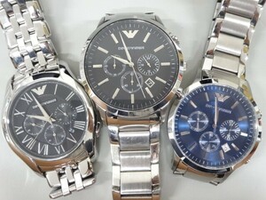 ジャンク 3点セット まとめて EMPORIO ARMANI エンポリオアルマーニ クロノグラフ AR-2448 AR-1786 AR-2460 クオーツ メンズ 腕時計