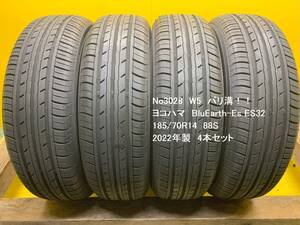 No3028　W5 バリ溝！！ヨコハマ　BluEarth-Es ES32 185/70R14 88S 4本セット　