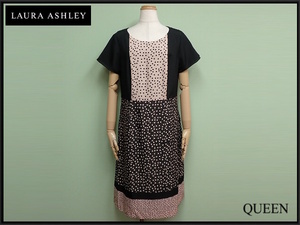 LAURA ASHLEY ワンピース・13◆ローラアシュレイ/ドット/大きいサイズ/半袖/レディース/24*8*2-14