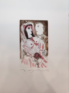 『池田満寿夫 オリジナル 銅版画 AP』直筆サイン入 1980年