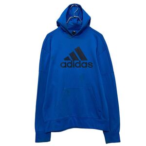 adidas プリント スウェット パーカー アディダス S ブルー ラグラン 古着卸 アメリカ仕入 a609-6045