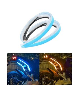 LED テープライト シーケンシャル 流れるウインカー 30㎝ デイライト 30cm バイク 車 2本 アイスブルー×アンバー