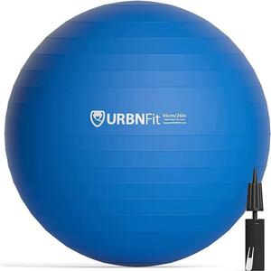 URBNFit バランスボール 65cm スポーツ エクササイズ フィットネス ヨガ ピラティス 空気入れ付属 ブルー