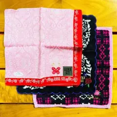 アナスイ ANNA SUI ハンカチ 3枚セット タオルハンカチ バラ 刺しゅう