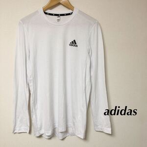 adidas /アディダス /メンズM 長袖Tシャツ ロンT トップス ロングスリーブ ホワイト ロゴプリント カジュアル スポーツウェア