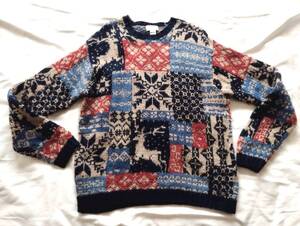  J.Crew Handknit パッチワーク風セーターUS Size S、XLくらい