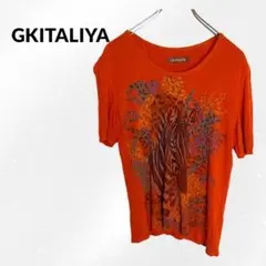 S1050【GKITALIYA イタリヤ】ビシュー付き 半袖 リブカットソー