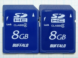 ★BUFFALO ＳＤＨＣ メモリーカード ８GB ２枚 中古★送料８５円・１８５円