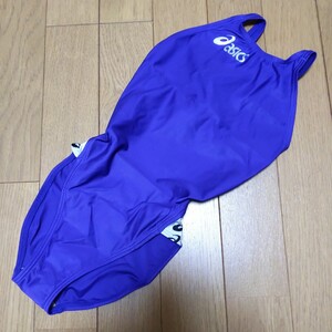 美品 AGS616 ジュニア 130サイズ アシックス 光沢 パープル 紫 競泳水着 asics swim wear SwimSuits レトロ 送料無料 匿名配送