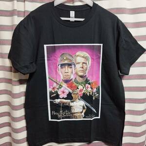 映画『戦場のメリークリスマス』海外版 Tシャツf 黒Lサイズ 送料無料 ◆ bowie 坂本龍一　デヴィッドボウイ　ビートたけし　北野武