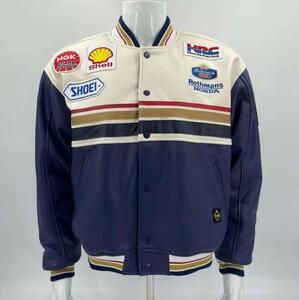 【セール】秋冬 新品 正規品 Rothmans Honda Racing 刺繍 ワッペン多数 レザー ジャケット