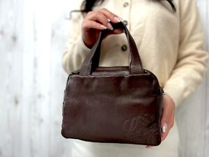 極美品 LOEWE ロエベ アナグラム ハンドバッグ バッグ ナッパレザー 茶 79073Y