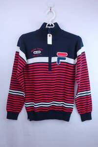 【感謝セール】【美品】FILA GOLF(フィラゴルフ) ハーフジップニットブルゾン 黒赤 レディース M ゴルフウェア 2212-0197 中古