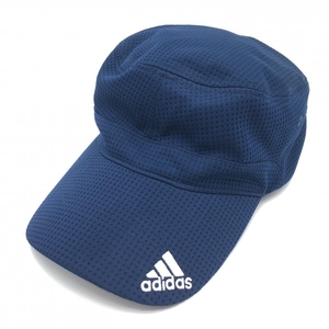 【美品】アディダス ワークキャップ ネイビー ロゴ刺しゅう フリーサイズ ゴルフウェア adidas