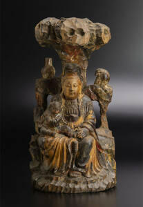 清 木雕送子観音像 仏像 中国 古美術