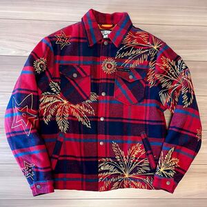 秋冬 BILLIONAIRE BOYS CLUB BB SUNSET PLAID JACKET 新品未使用 赤 チェック シャツジャケット ネル 長袖シャツ ビンテージ風 CPO JACKET