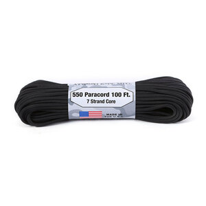 ☆ 1.ブラック パラコード 550Lbs 30m アトウッド ロープ ATWOOD ROPE MFG. アウトドア 定番 アクセサリー 定番 耐久性 サバゲー paracord