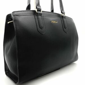 1円 【極美品】 FURLA フルラ トートバッグ ノラ NORAH オールレザー ブラック A4収納 肩掛け ビジネス メンズ レディース 通勤 仕事鞄 黒