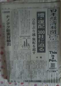 新聞紙 日本経済新聞 2月17日 古紙 1部