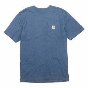 美品 カーハート carhartt POCKET S/S TEE ロゴ ポケット Tシャツ カットソー トップス 半袖 コットン K87-413 サイズS 紺 ネイビー