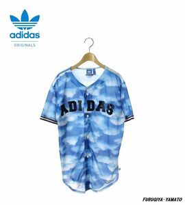 #古着屋大和 #セール中 #送料無料 #限定 #adidas オリジナルス #青空模様 #メッシュ #ベースボールシャツ #ゲームシャツ L 青 スカイブルー