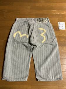 ★⑥ EVISU 新 恵美寿神頭 エヴィス エビス LOT 2007 ヘリンボーン デニム ハーフ ショート パンツ 35×35 /検索 道楽 デニム ジーンズ