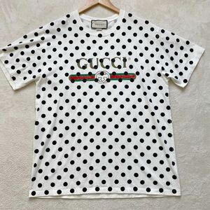 【極美品・最高峰】 GUCCI グッチ メンズ Tシャツ トップス カットソー ポルカドット ヴィンテージロゴ Lサイズ 