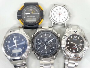 ジャンク 5点セット まとめて CASIO カシオ カジキ MDV-100 エディフィス EQW-T610 ARW-320 TIC-2 WVA-M640 電波ソーラー 等 腕時計