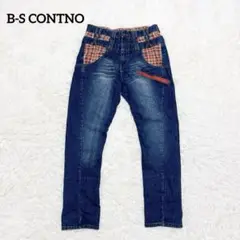 B-S CONTNO ストレッチジーンズ　デニムパンツ　チェック柄　古着